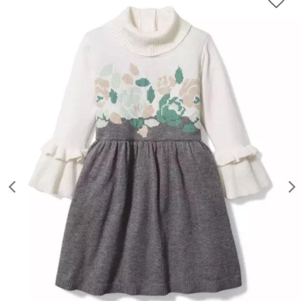 Janie and Jack Green Floral Sweater Dress Size 6